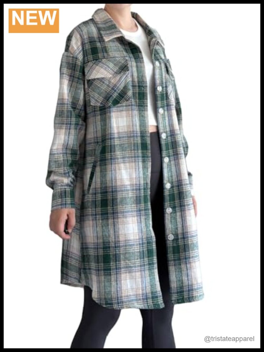 Women's Plaid Flannel Shacket with Pockets Button Down Long Sleeve